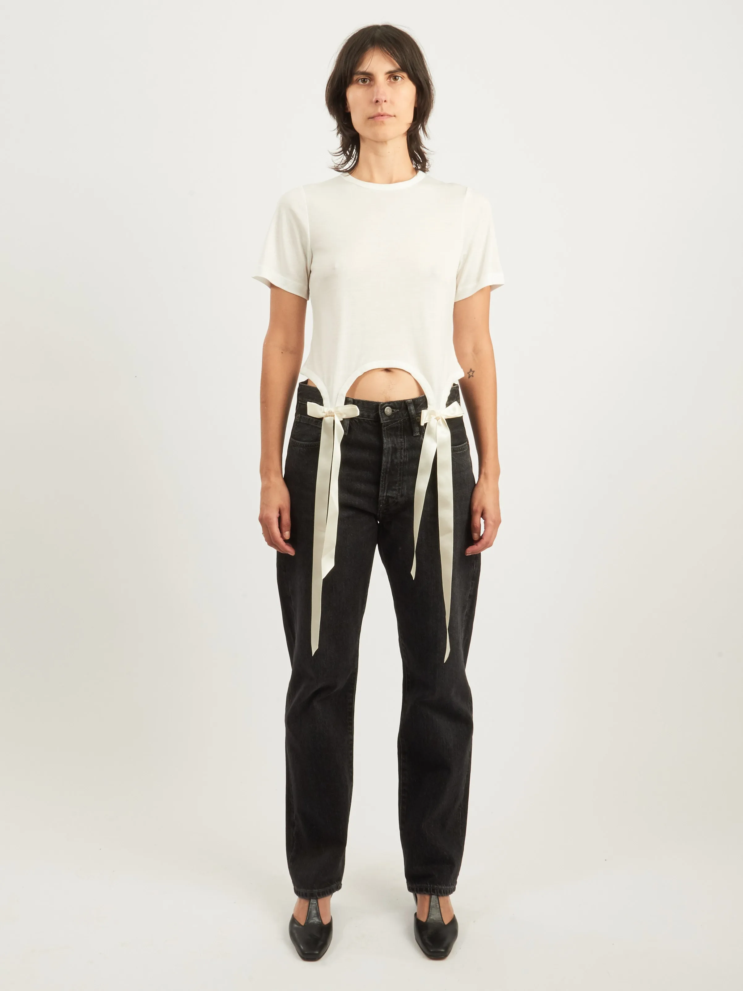 Ivory Easy T-Shirt W/Bow Tails