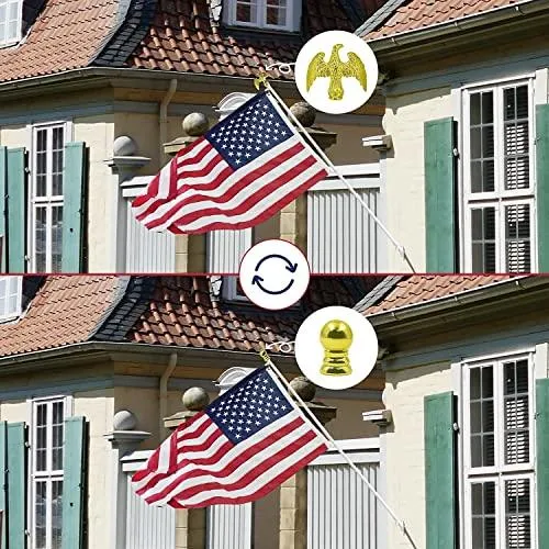 Jetlifee American Flag Kit, Including 100% Polyester US Flag, 6 ft Aluminum No Tangle Spinning Pole and 2-Position Flag Pole Bracket for House