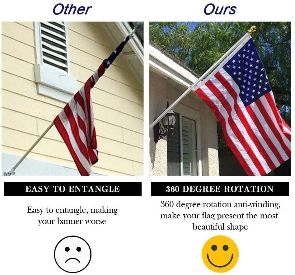 Jetlifee American Flag with 2-Position Bracket and Silver Pole Set|american flag with mounting bracket|flag pole for high winds