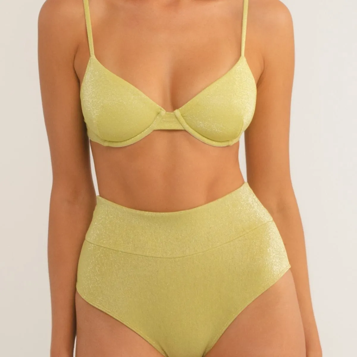 Limon Sparkle Added Coverage High Rise Bikini Bottom