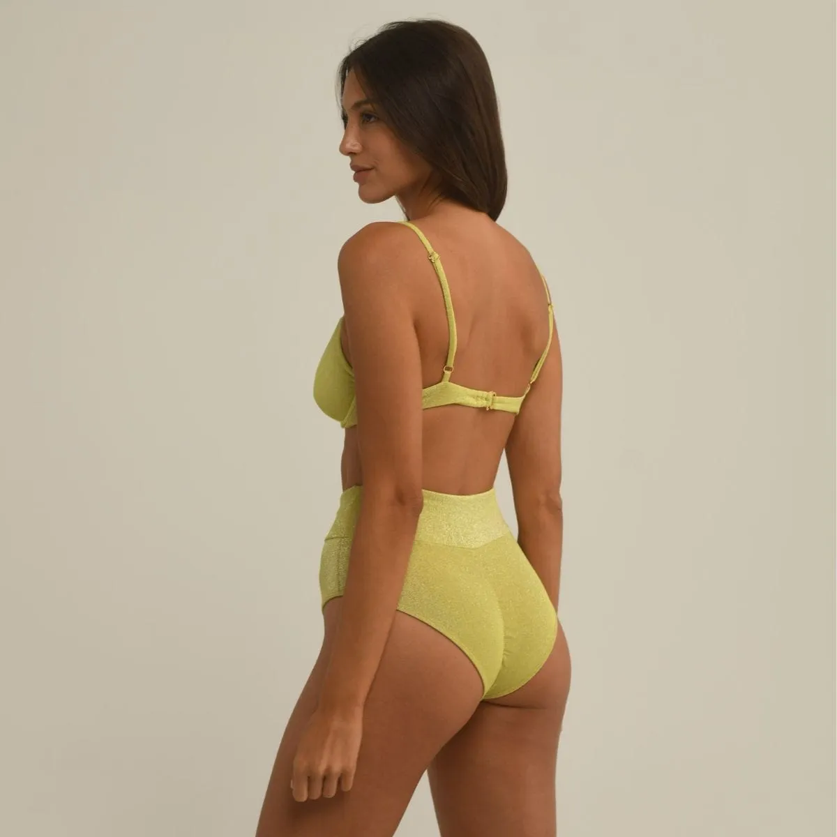 Limon Sparkle Added Coverage High Rise Bikini Bottom