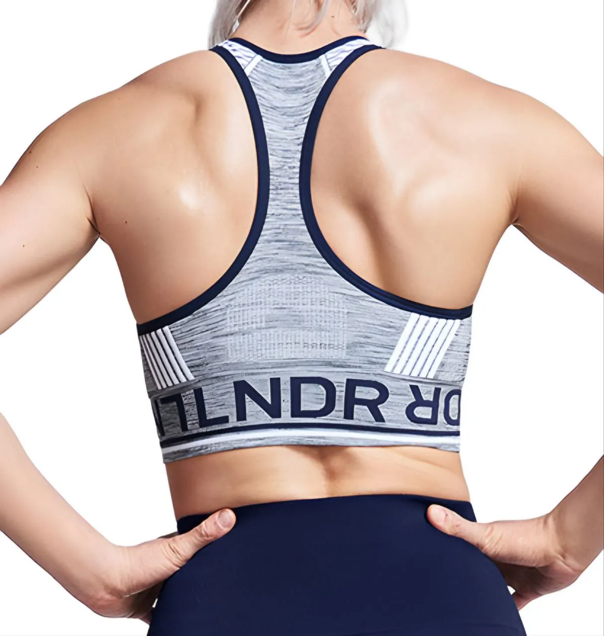 LNDR Women's Grey Marl Aero 01 High Neck Sports Bra #SV907 NWT