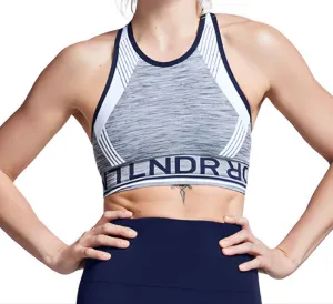 LNDR Women's Grey Marl Aero 01 High Neck Sports Bra #SV907 NWT