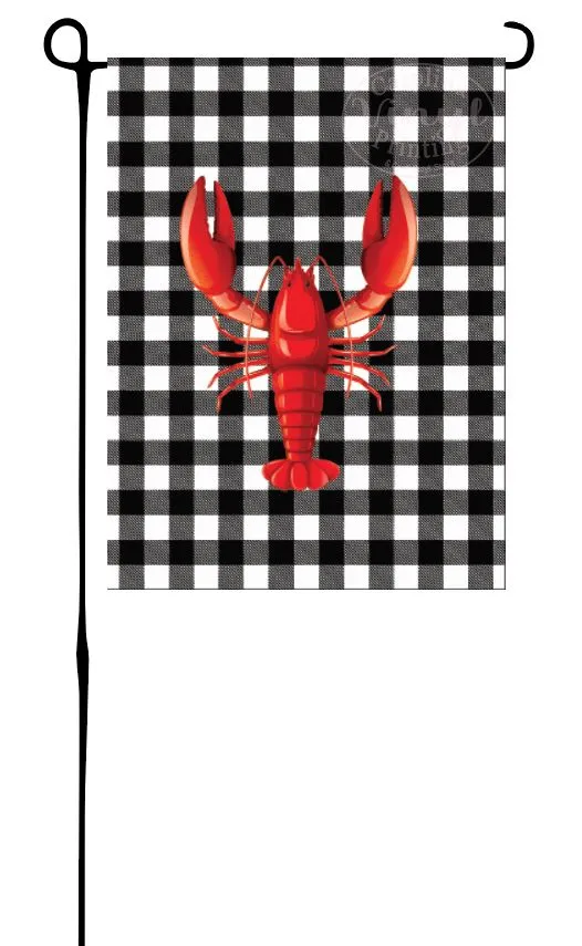 Lobster/Crawfish on Buffalo Plaid Garden Flag