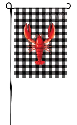 Lobster/Crawfish on Buffalo Plaid Garden Flag