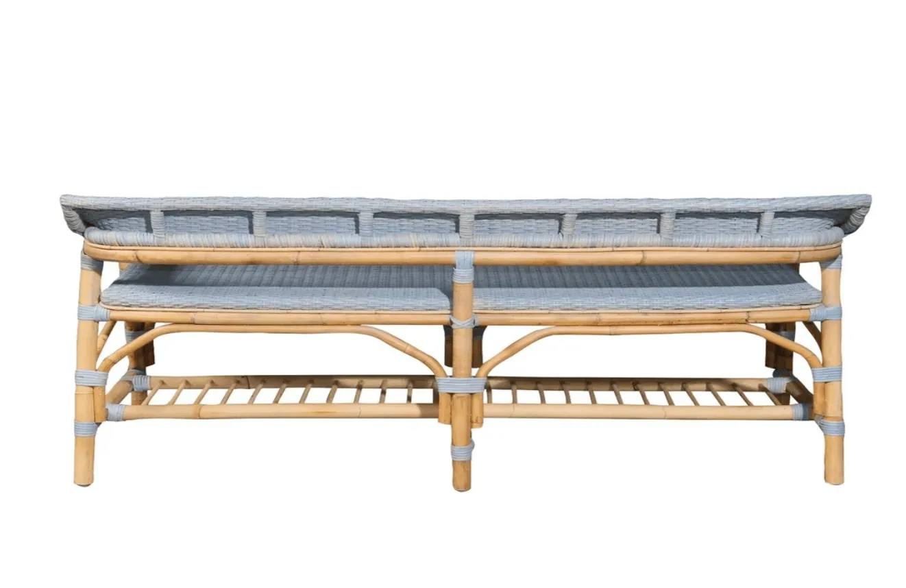 Lucco Rattan Bench - Coastal Blue