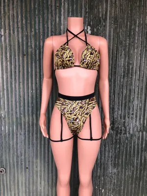 M-16 2 piece garter bikini set  XS