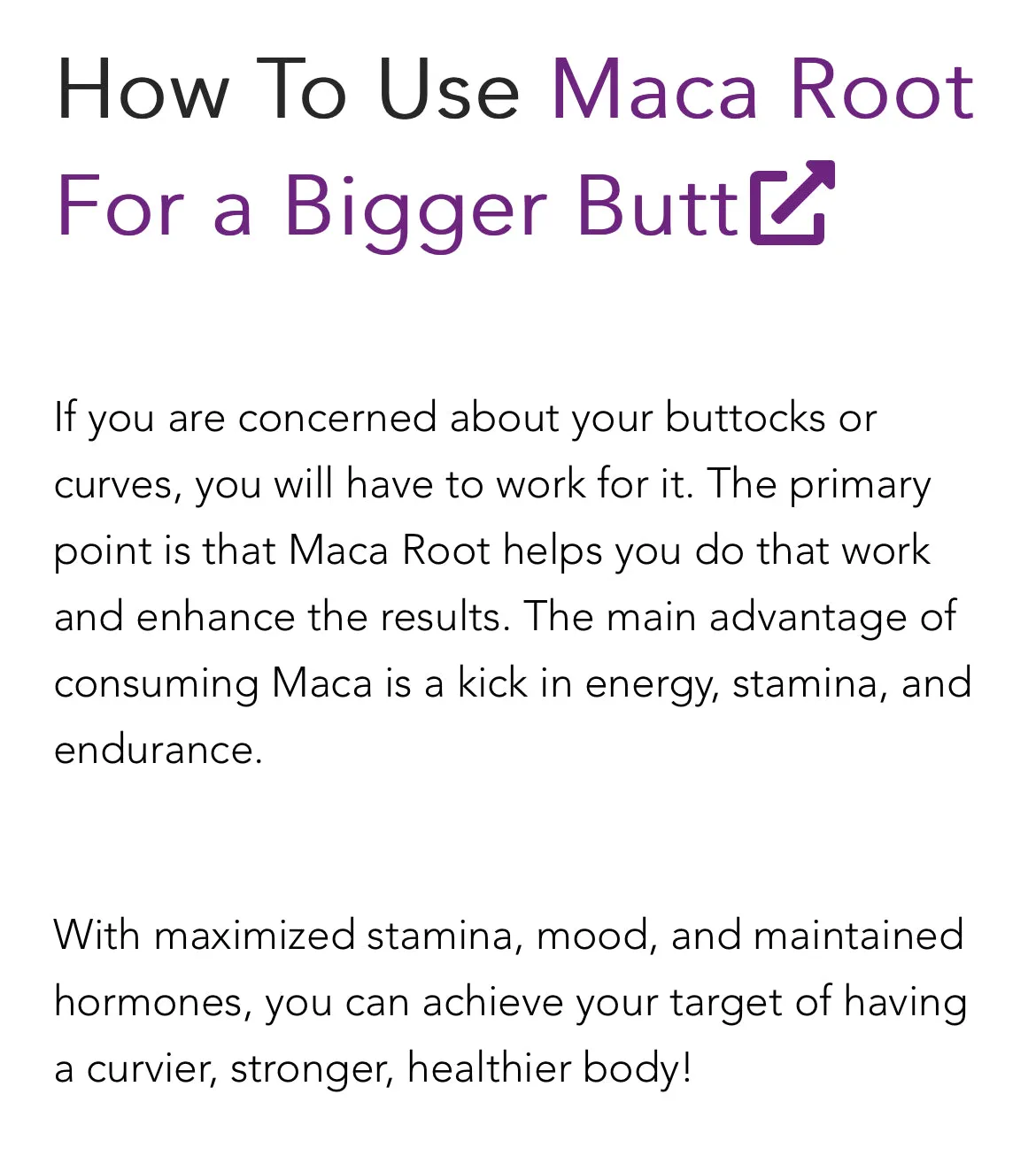 Maca Root for Booty Muscle Gain