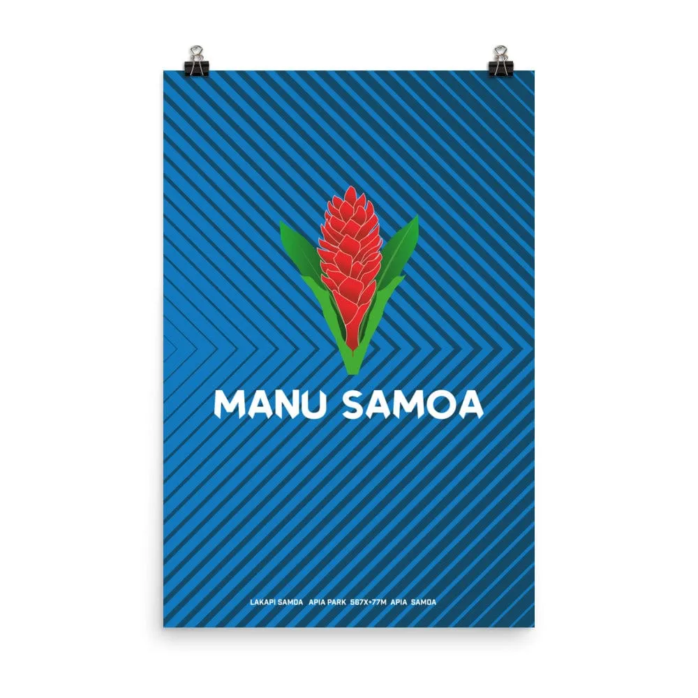 Manu Samoa Rugby Herringbone Poster