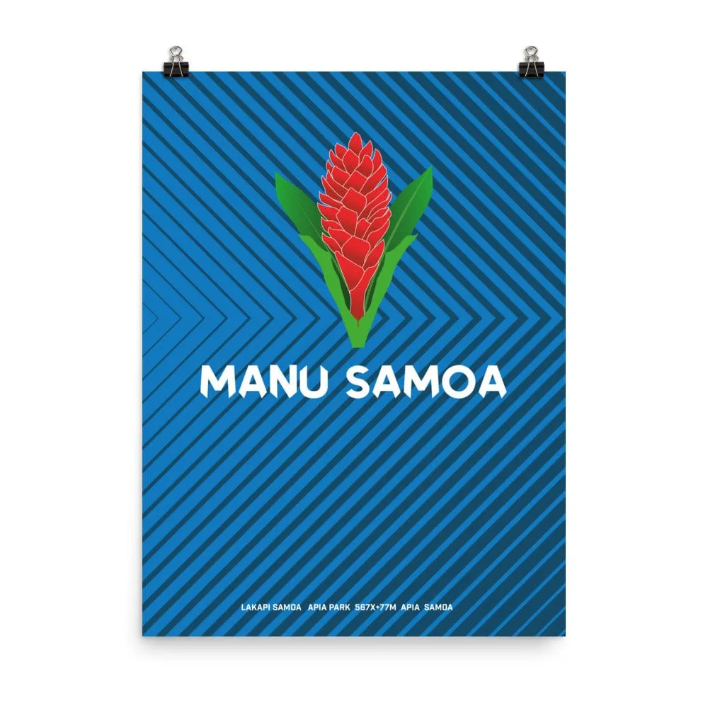 Manu Samoa Rugby Herringbone Poster