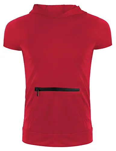 Men Workout Short Sleeve Shirts Athletic Mens Top Muscle Sportswear Red XXL