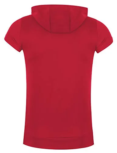 Men Workout Short Sleeve Shirts Athletic Mens Top Muscle Sportswear Red XXL