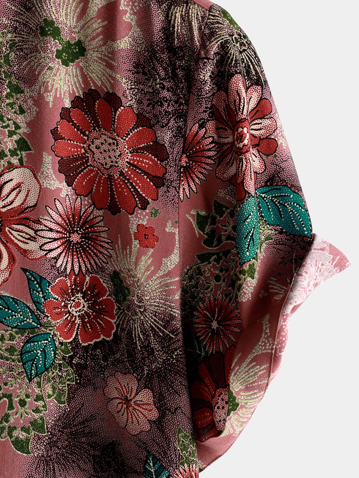 Men's Casual Vintage Floral Beach Rayon Short Sleeve Button Up Shirt