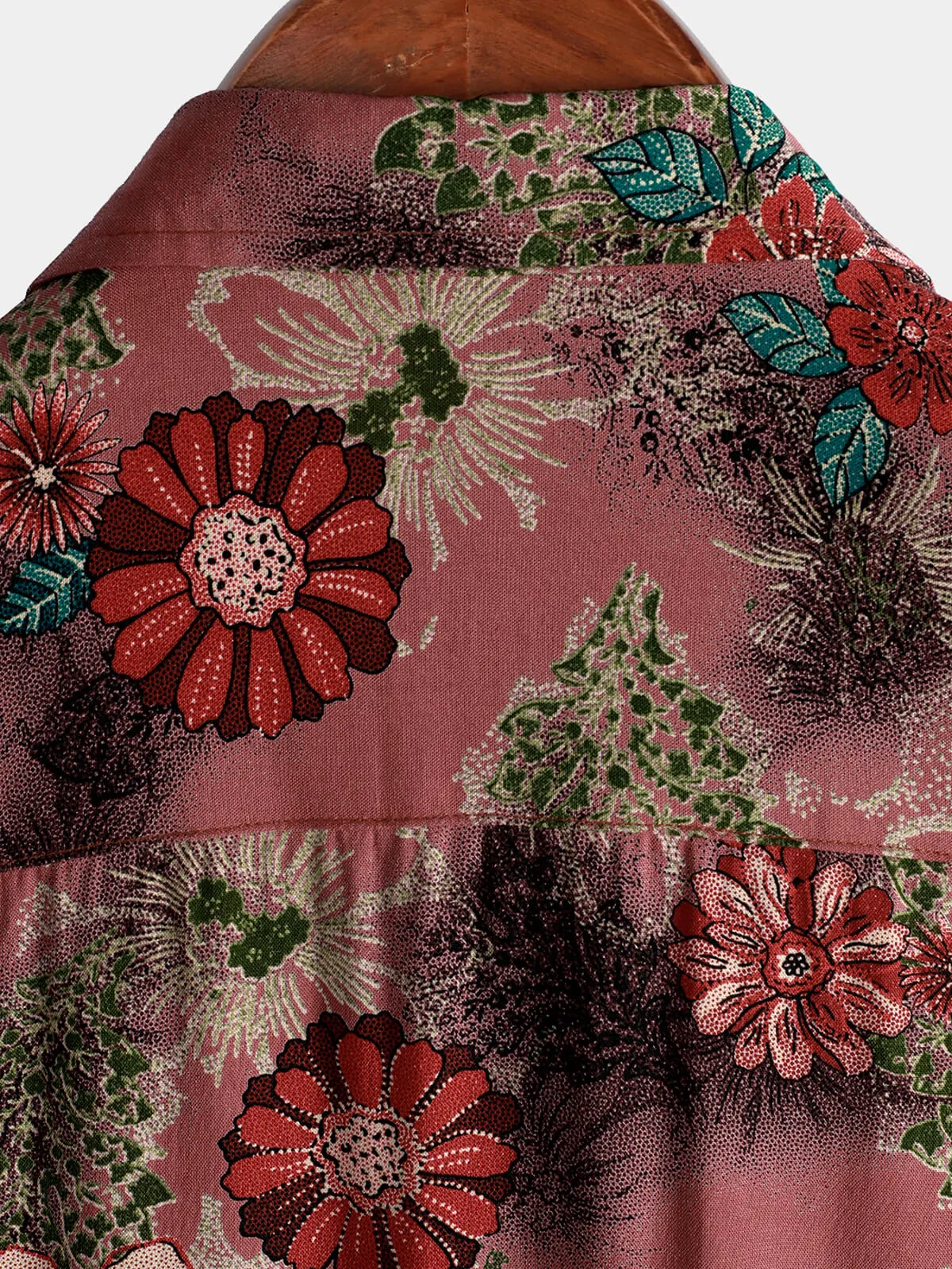 Men's Casual Vintage Floral Beach Rayon Short Sleeve Button Up Shirt