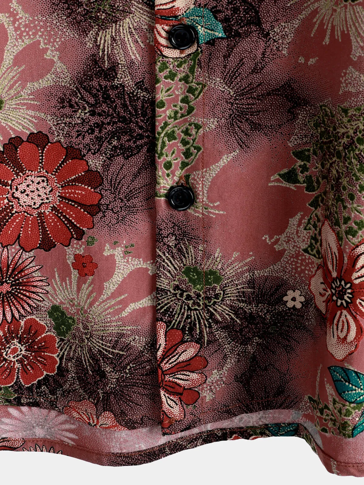 Men's Casual Vintage Floral Beach Rayon Short Sleeve Button Up Shirt