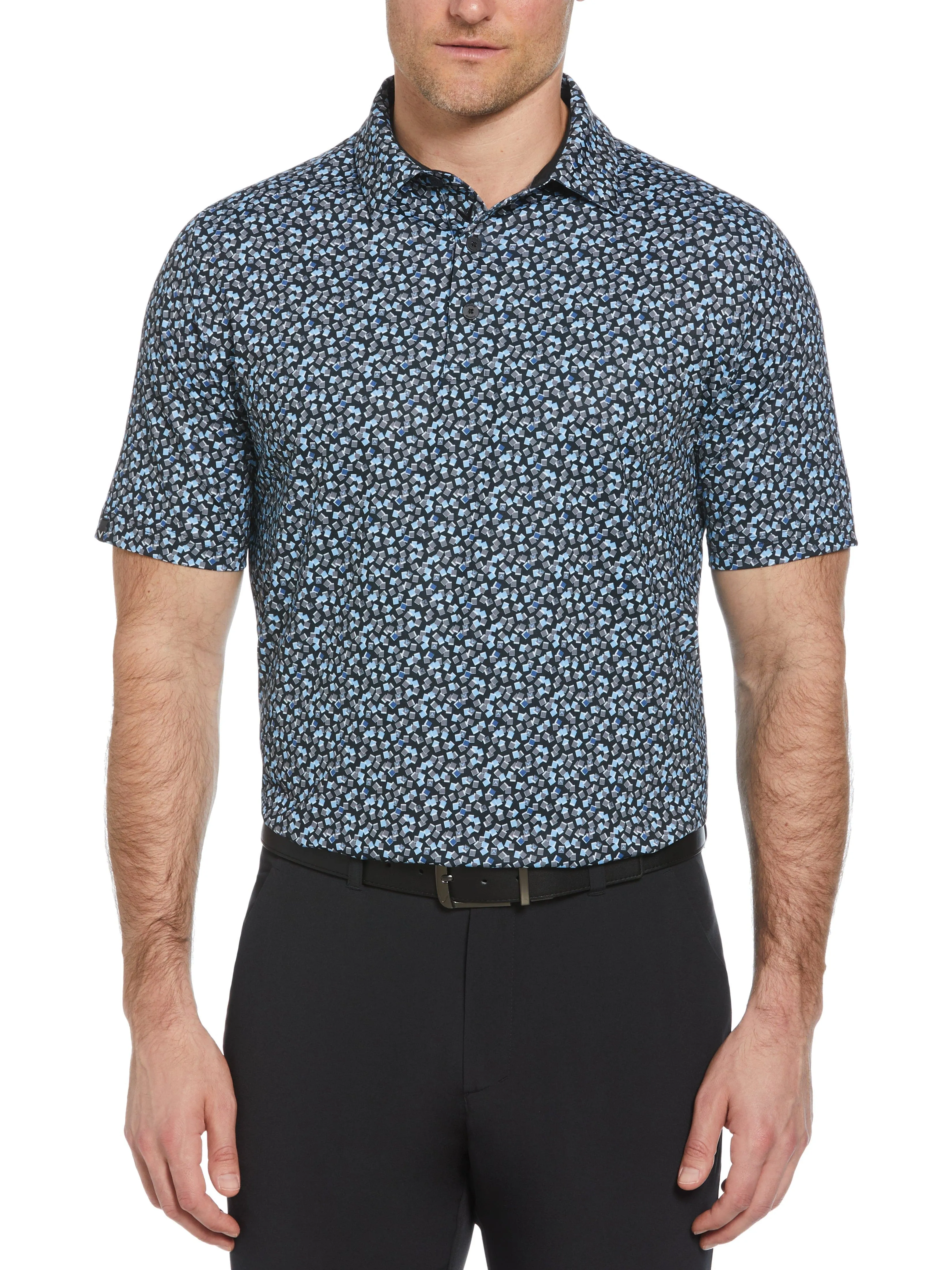 Mens Polaroid Confetti Print Golf Polo