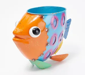 Metal fish planter, Blue,zq47m3403
