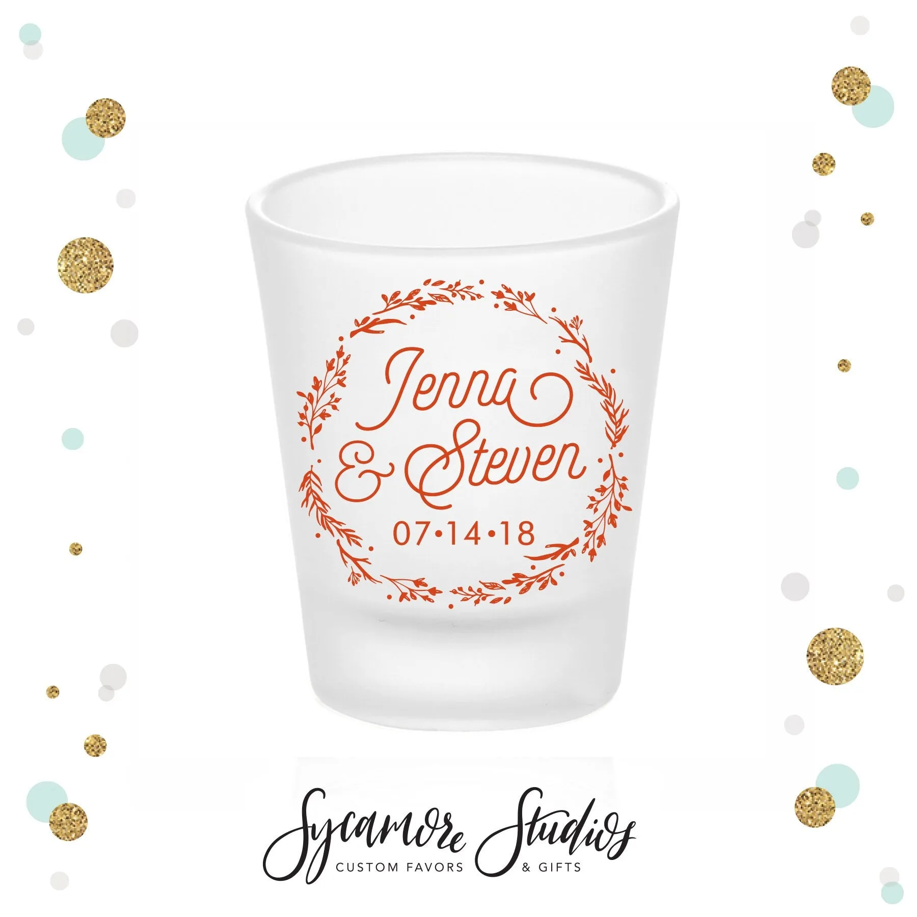 Monogram Wreath - Frosted Shot Glass #14F