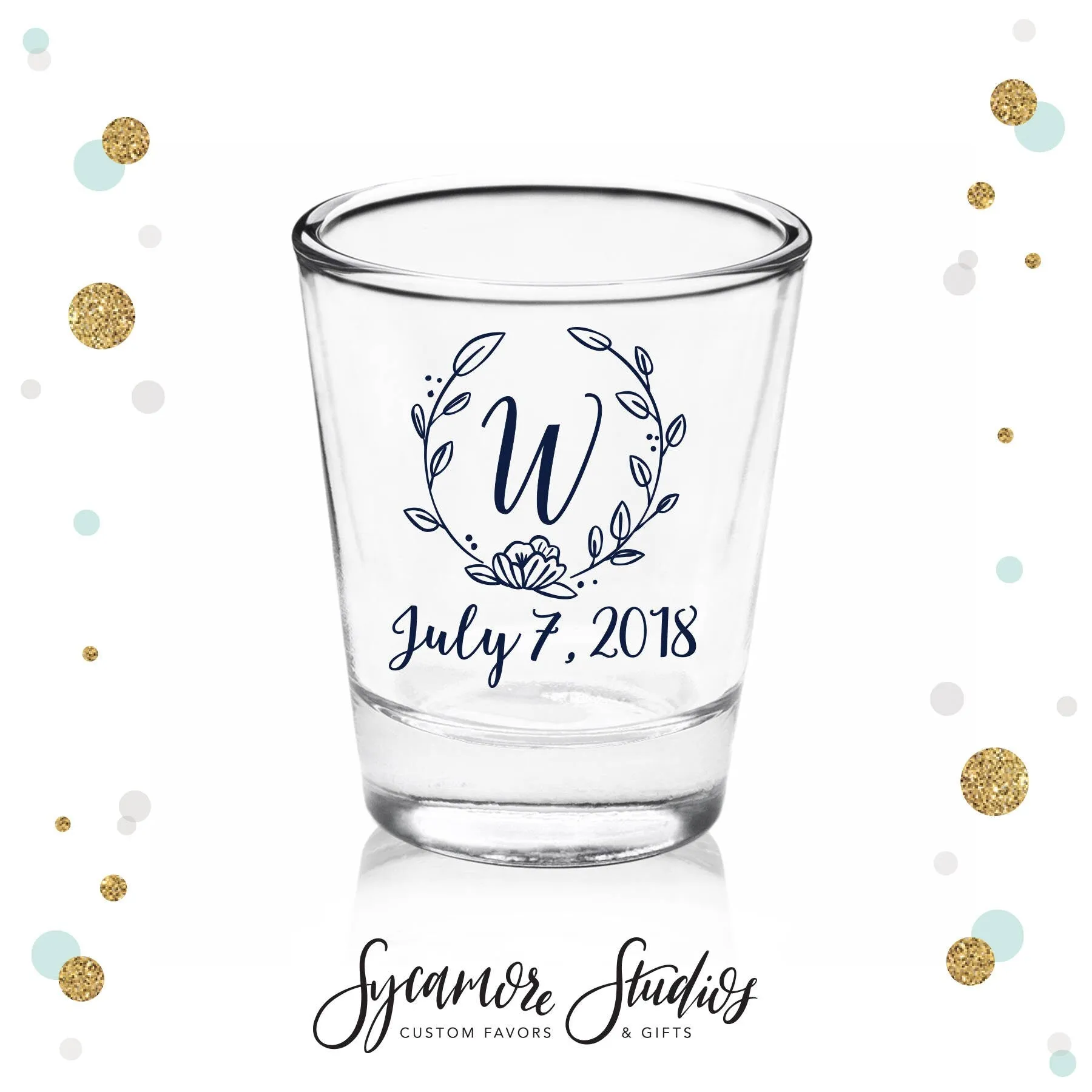 Monogram Wreath - Shot Glass #11C