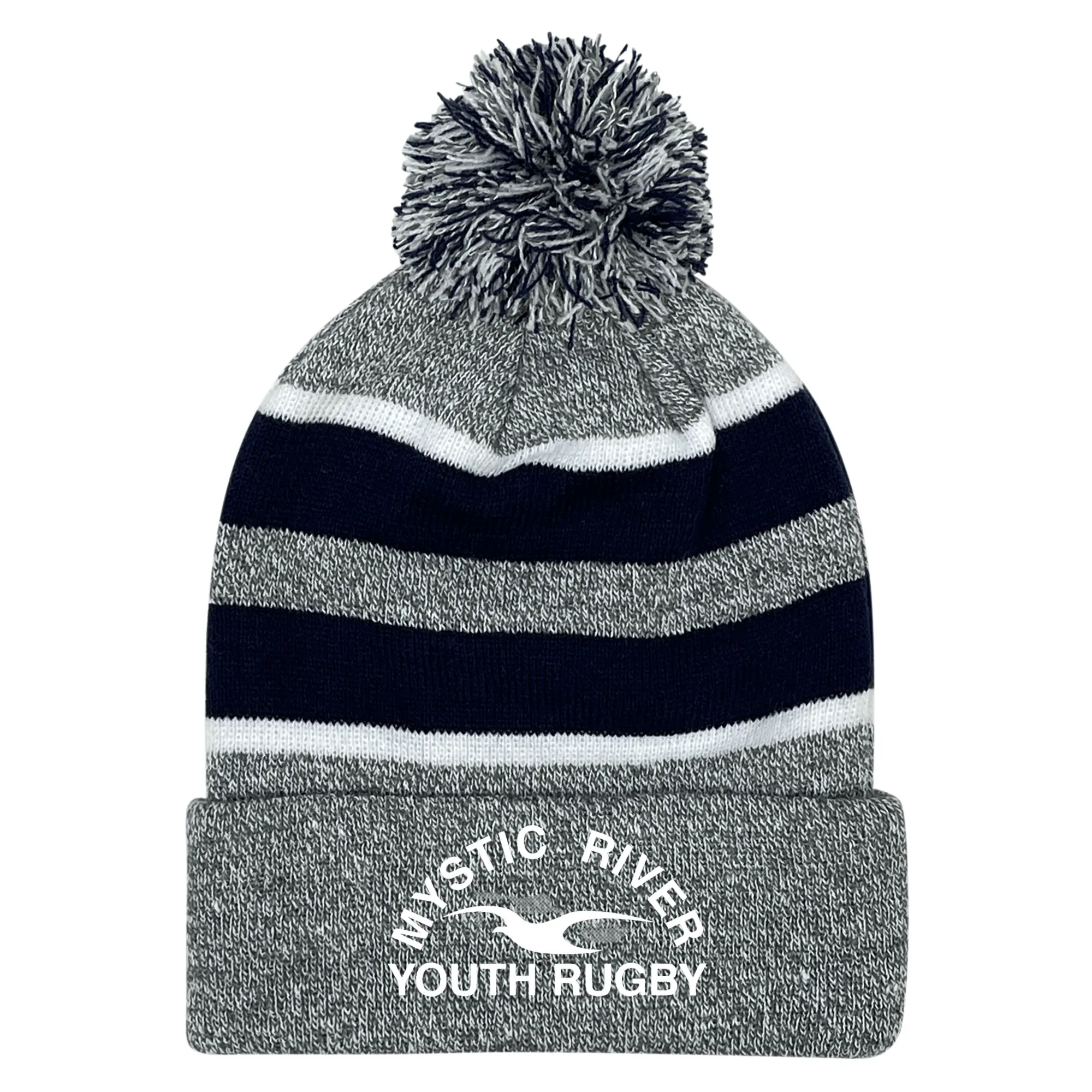Mystic River Youth Rugby Hooped Pom-Pom Beanie