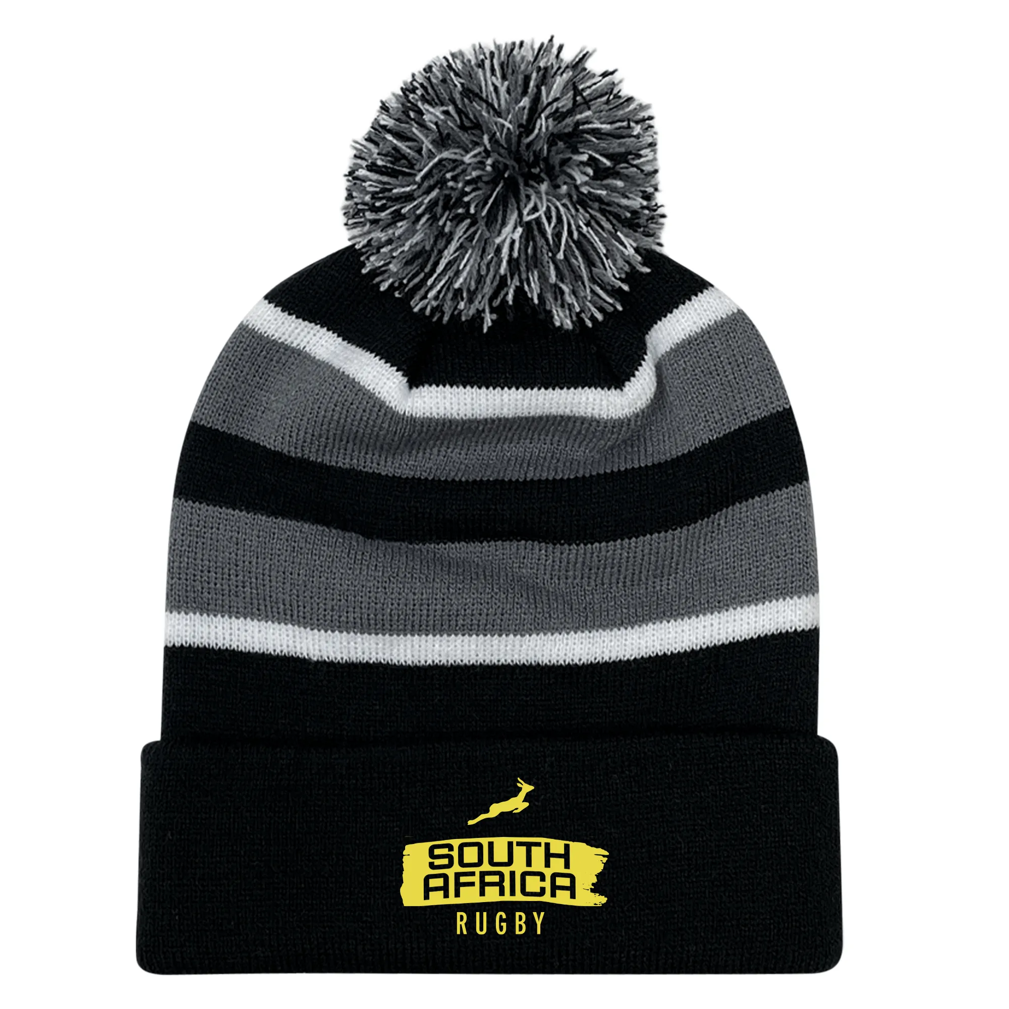 Nations of Rugby South Africa Brush Stroke Hooped Pom-Pom Beanie