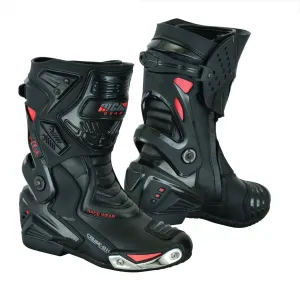 NEW Real Leather High Tech Mens Long Red & Black CE Motorbike Motorcycle Racing Sports Boots