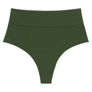 Olive Micro Scrunch Added Coverage High Rise Bikini Bottom