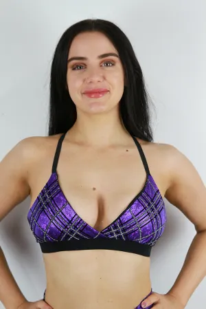 Rarr Bikini Bra - Purple Tartan Sparkle
