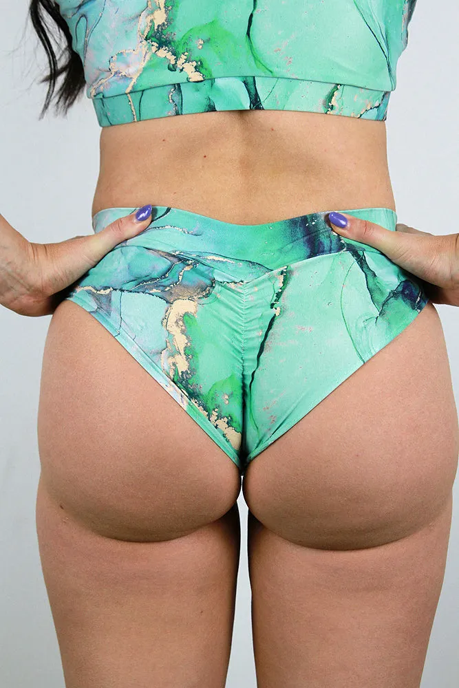 Rarr Brazil Scrunchie Bum Shorts - Tutti Frutti Green