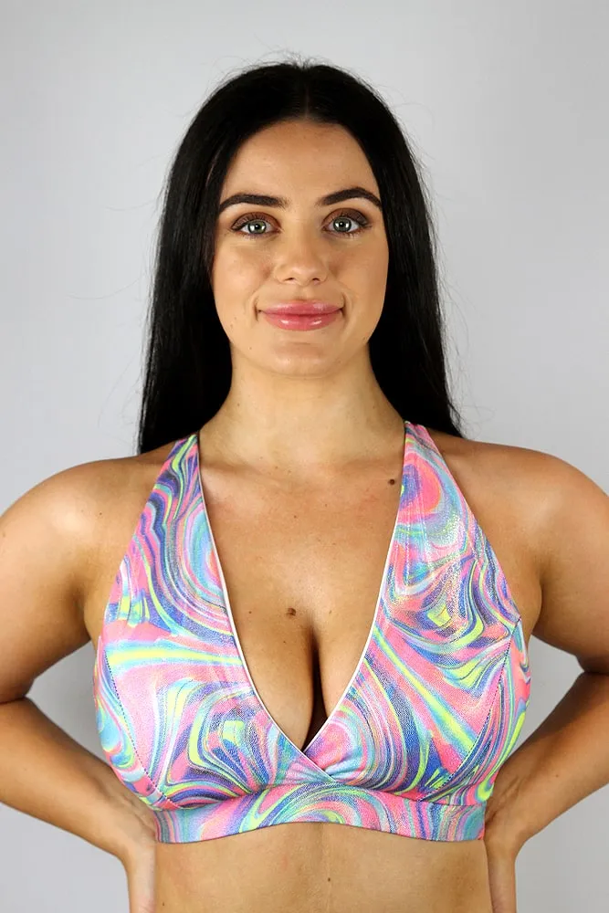 Rarr Push Up Plunge Sports Bra - Retro Sparkle