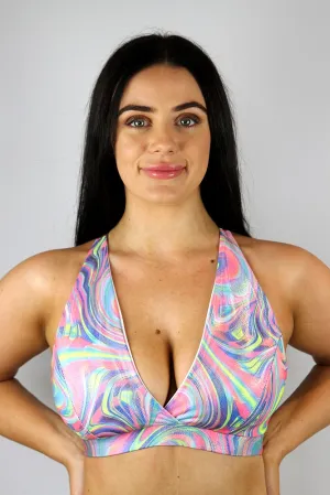 Rarr Push Up Plunge Sports Bra - Retro Sparkle