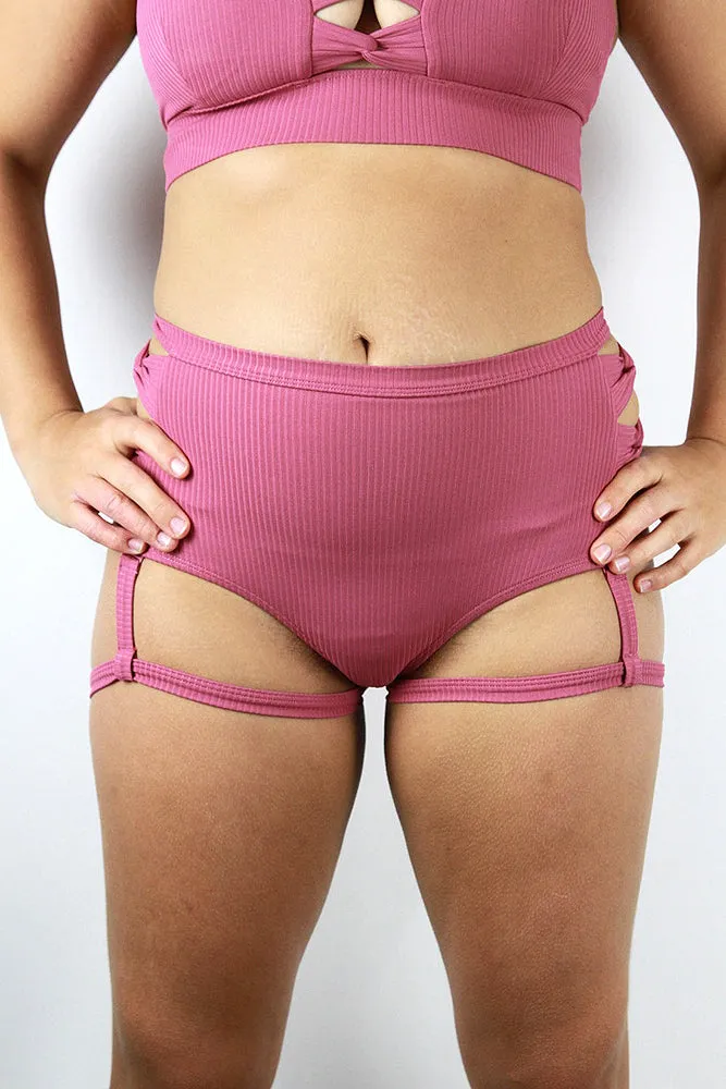 Rarr Sasha Mid Waist Garter Short - Dusty Pink