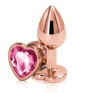 Rear Assets Rose Gold Metal & Pink Gem Heart Anal Plug  - Small