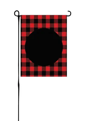 Red Buffalo Plaid with black circle
