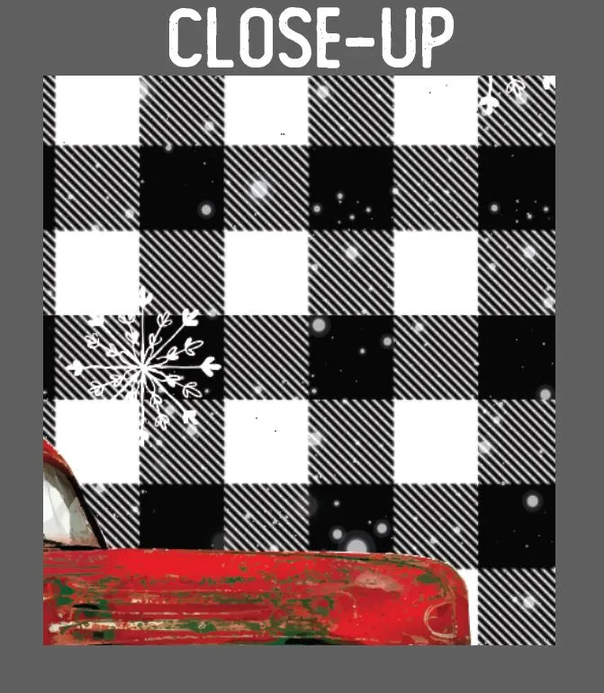 Red Christmas Truck on Buffalo Plaid Garden Flag