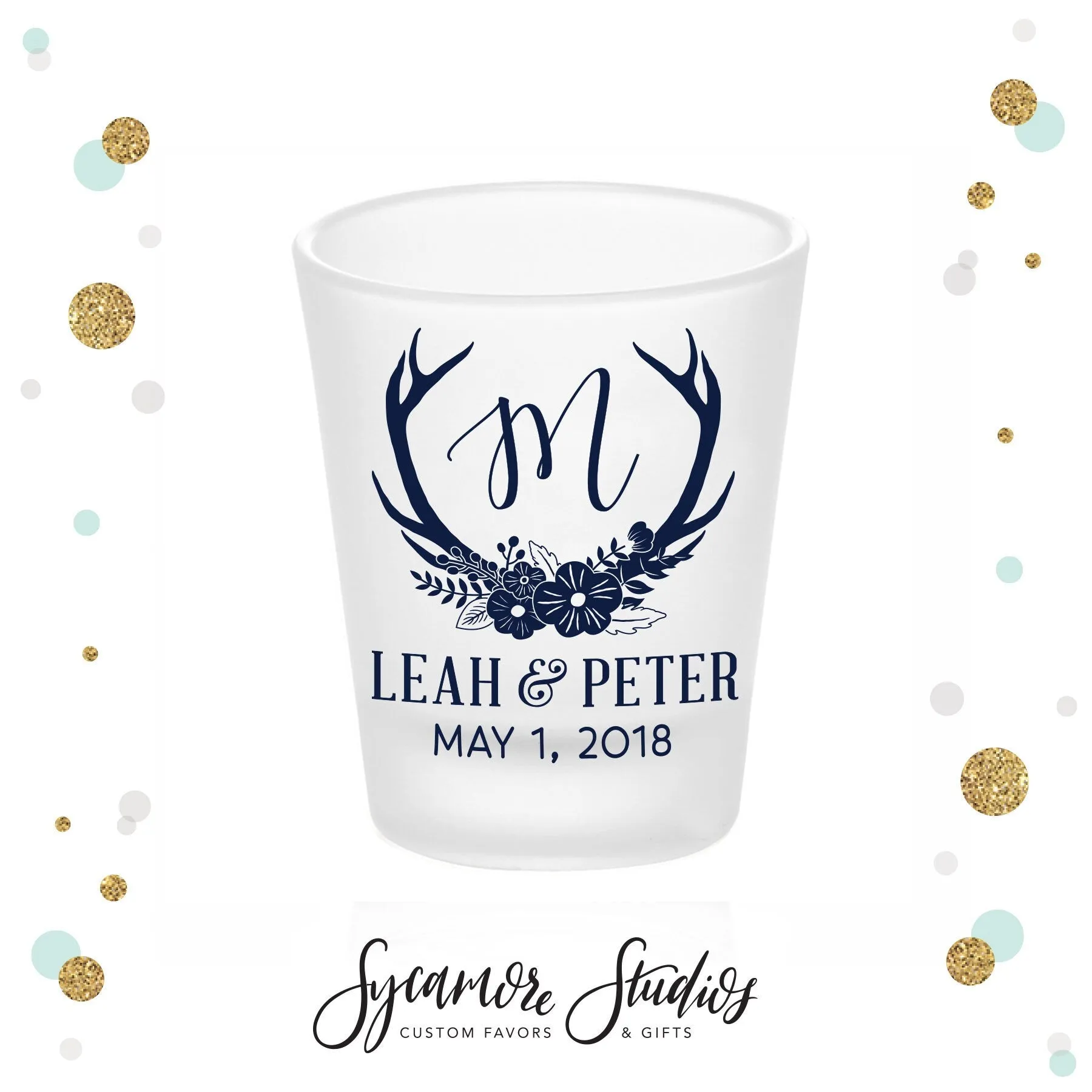 Rustic Antlers - Frosted Shot Glass #39