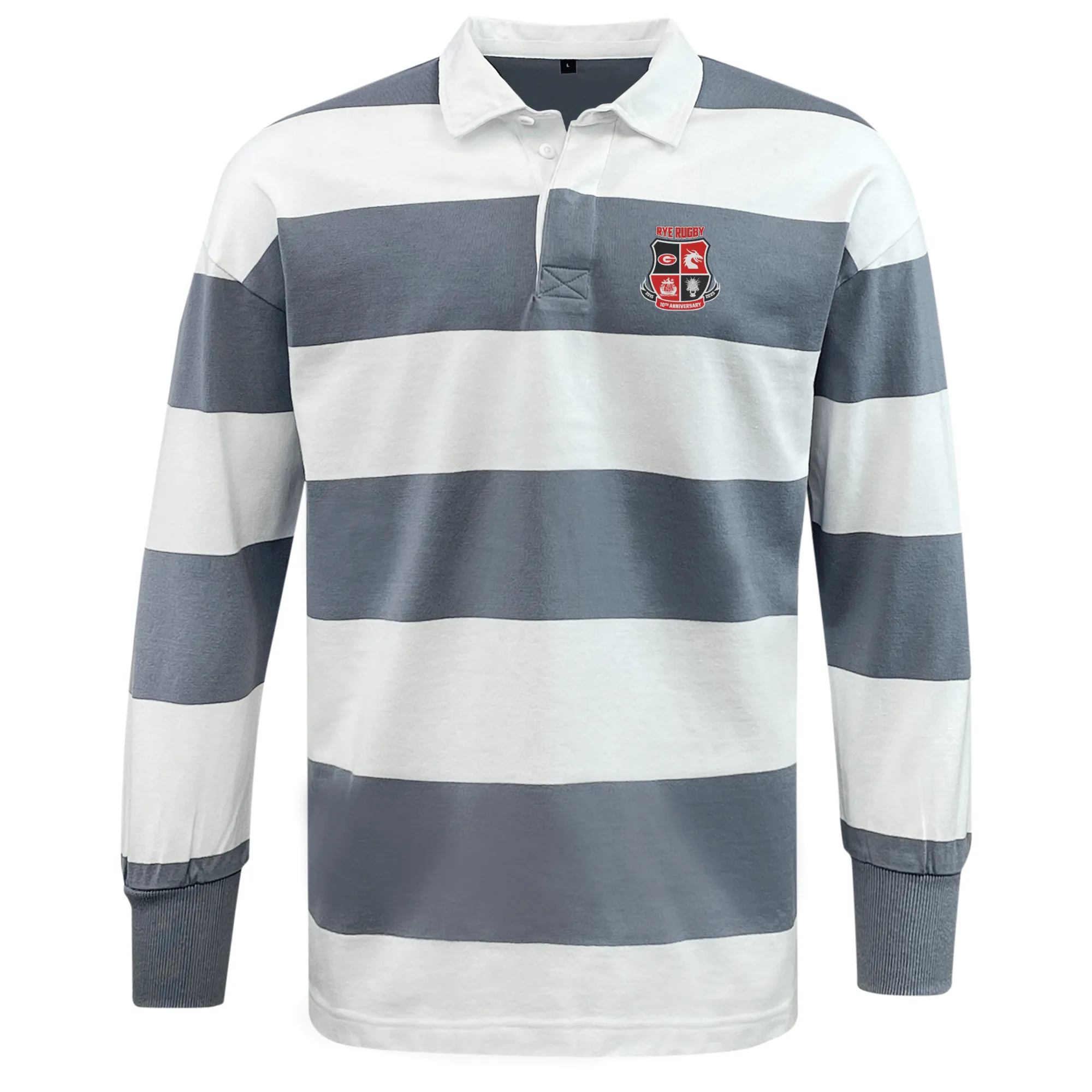 Rye High School 10 Year Classic Long Sleeve Hooped Rugby Jersey