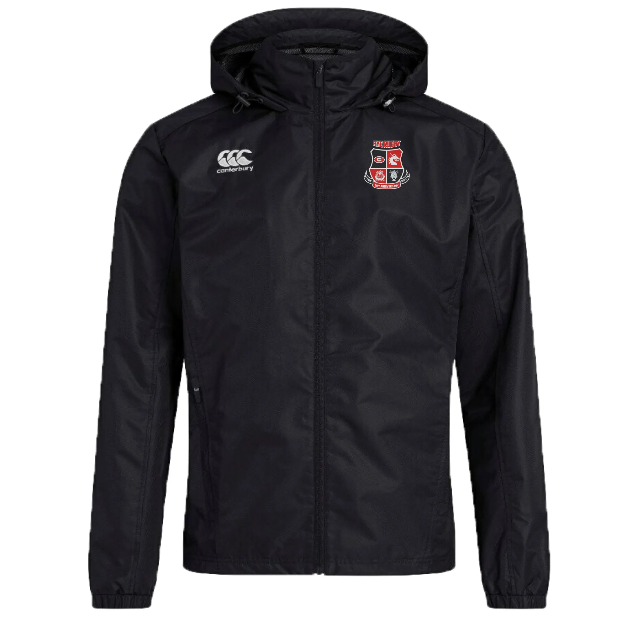 Rye High School 10 Year Club Vaposhield Full Zip Rain Jacket by Canterbury