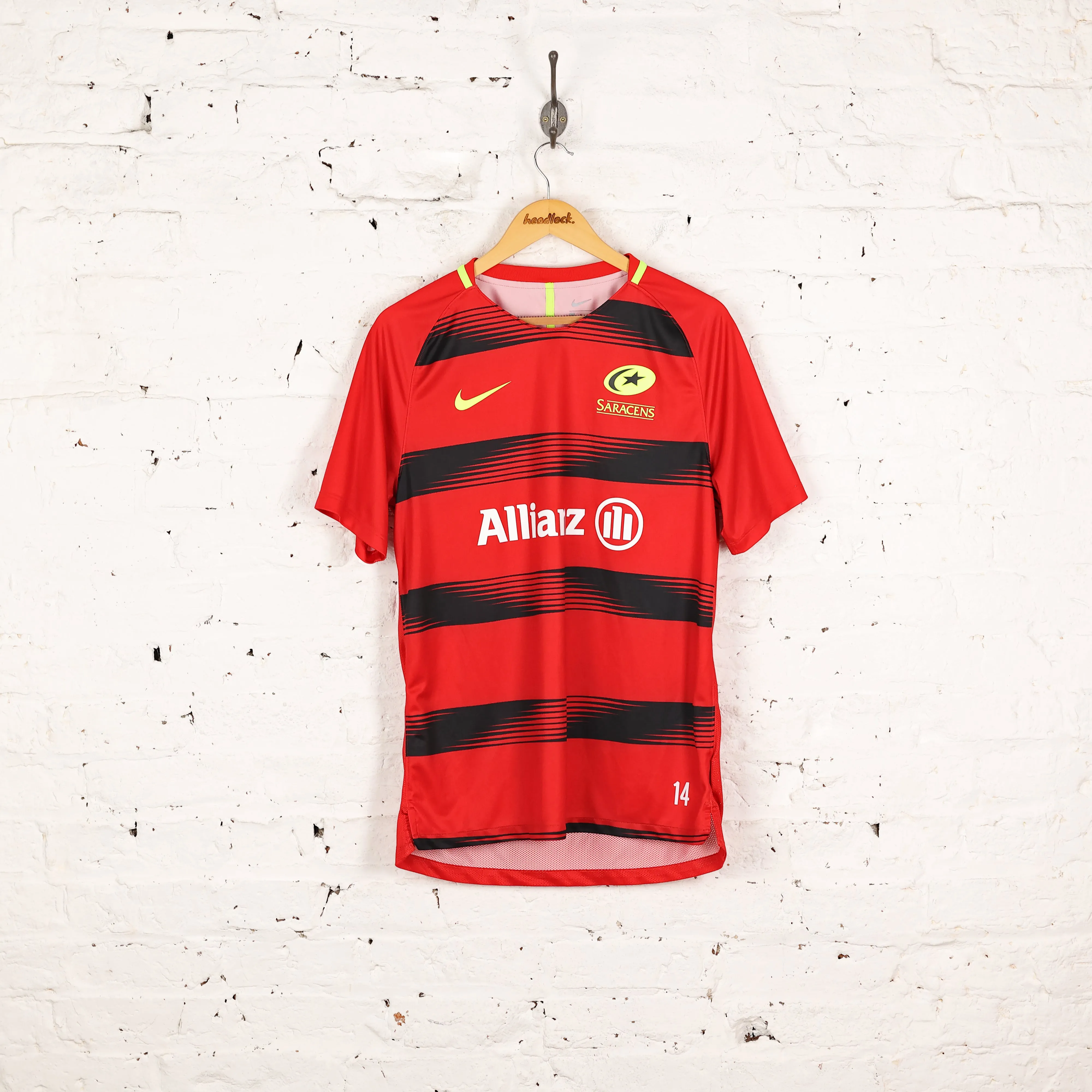 Saracens Nike Rugby Training Top Shirt - Red - L