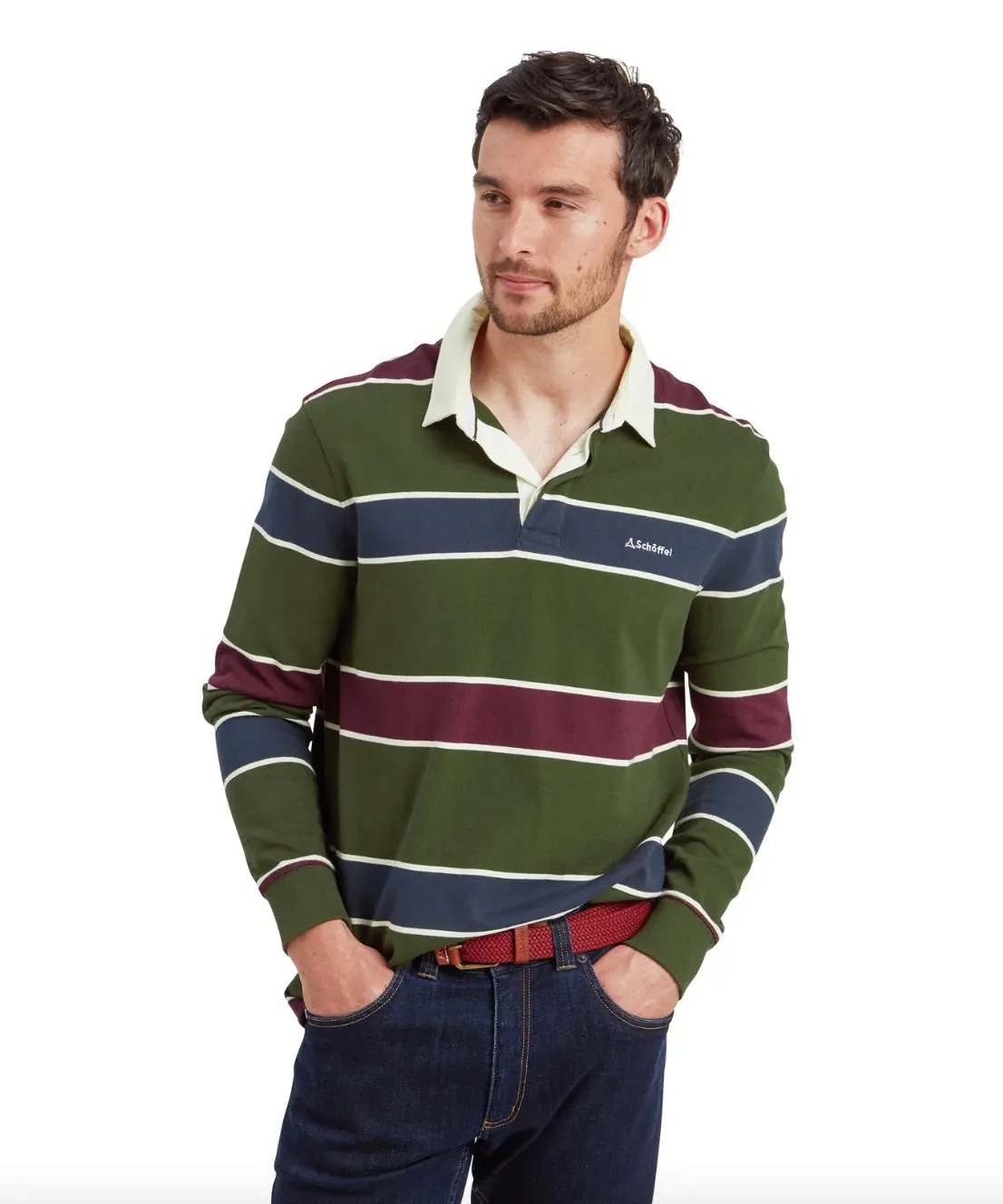 Schoffel Mens Porthtowan rugby shirt - Woodland wine