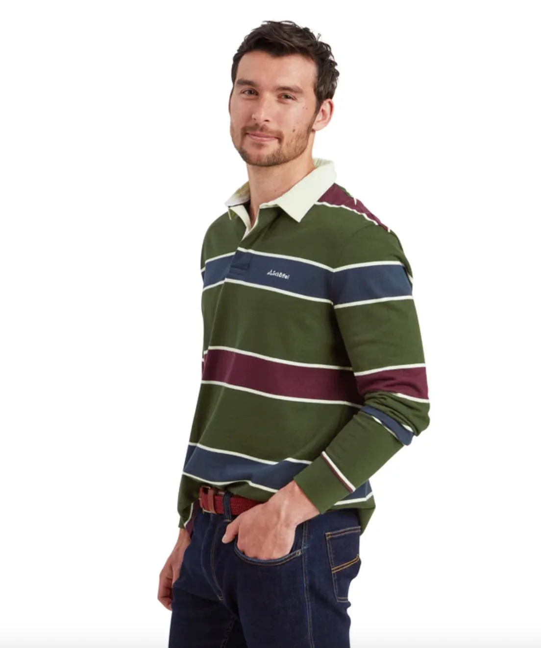 Schoffel Mens Porthtowan rugby shirt - Woodland wine