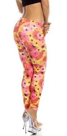 Sexy High Waist Cuff Roll Down Stretch Work Out Athletic Leggings - Hearts