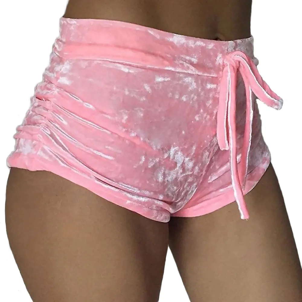 Shiny High-Waist Velvet Booty Shorts
