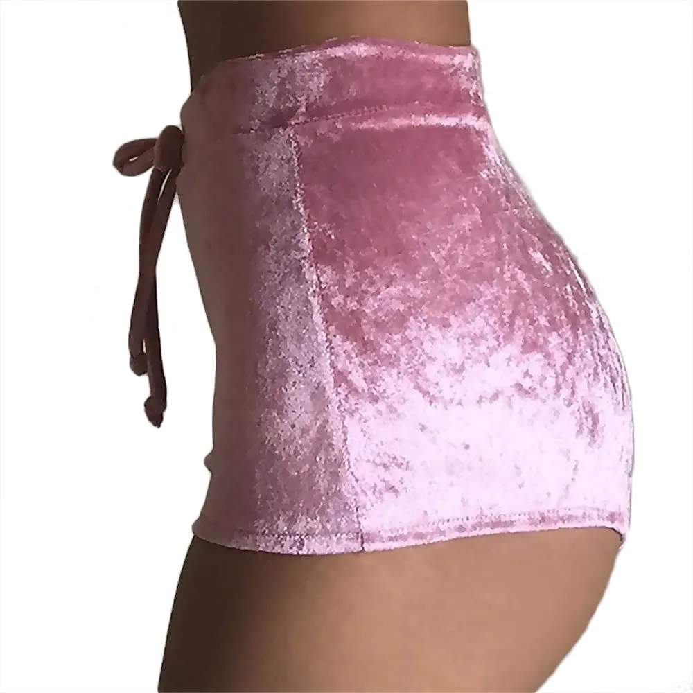 Shiny High-Waist Velvet Booty Shorts