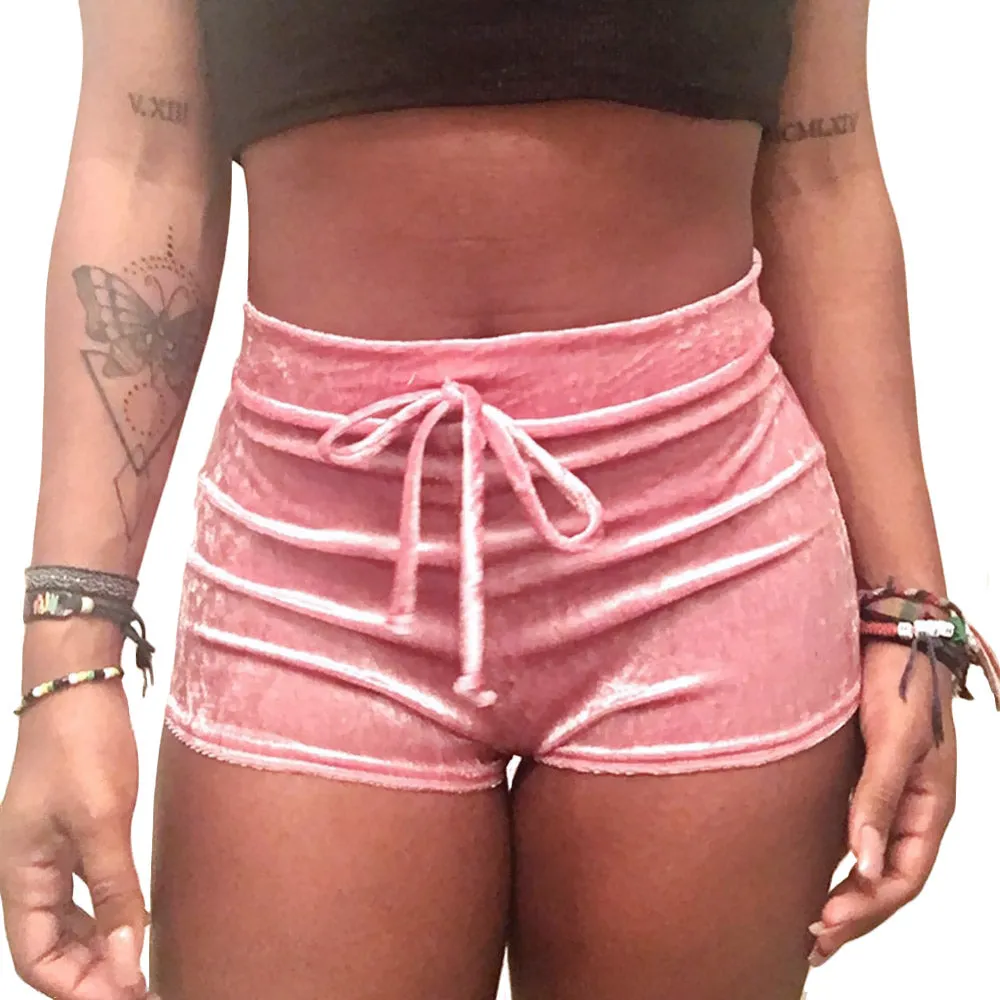 Shiny High-Waist Velvet Booty Shorts