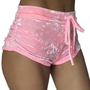 Shiny High-Waist Velvet Booty Shorts