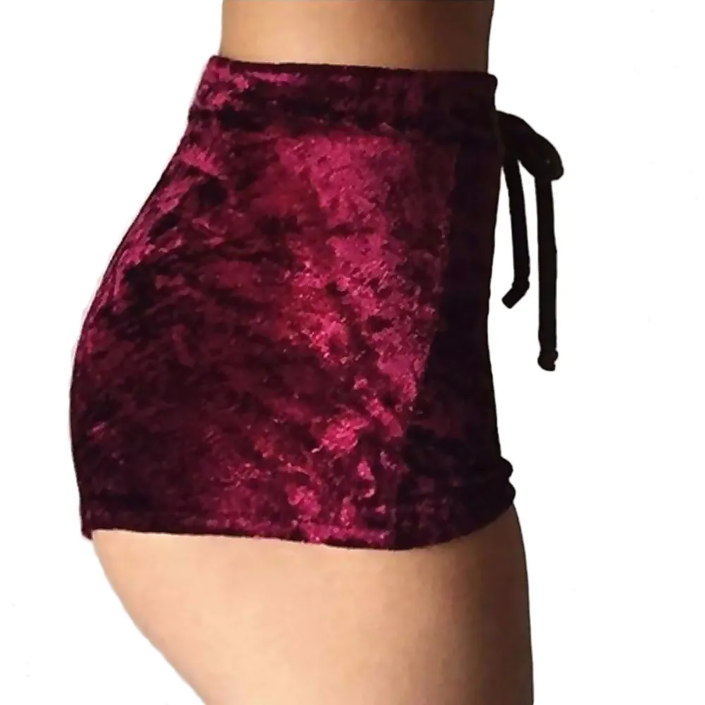 Shiny High-Waist Velvet Booty Shorts