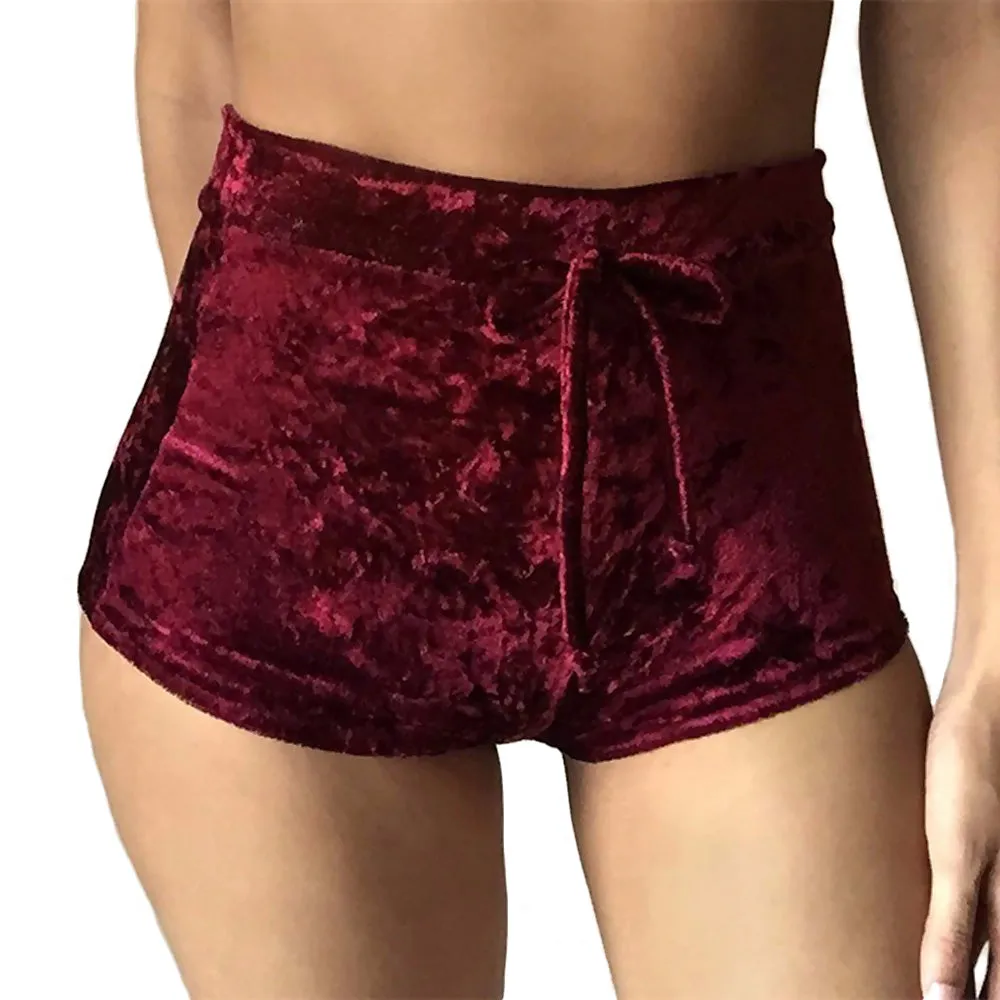 Shiny High-Waist Velvet Booty Shorts
