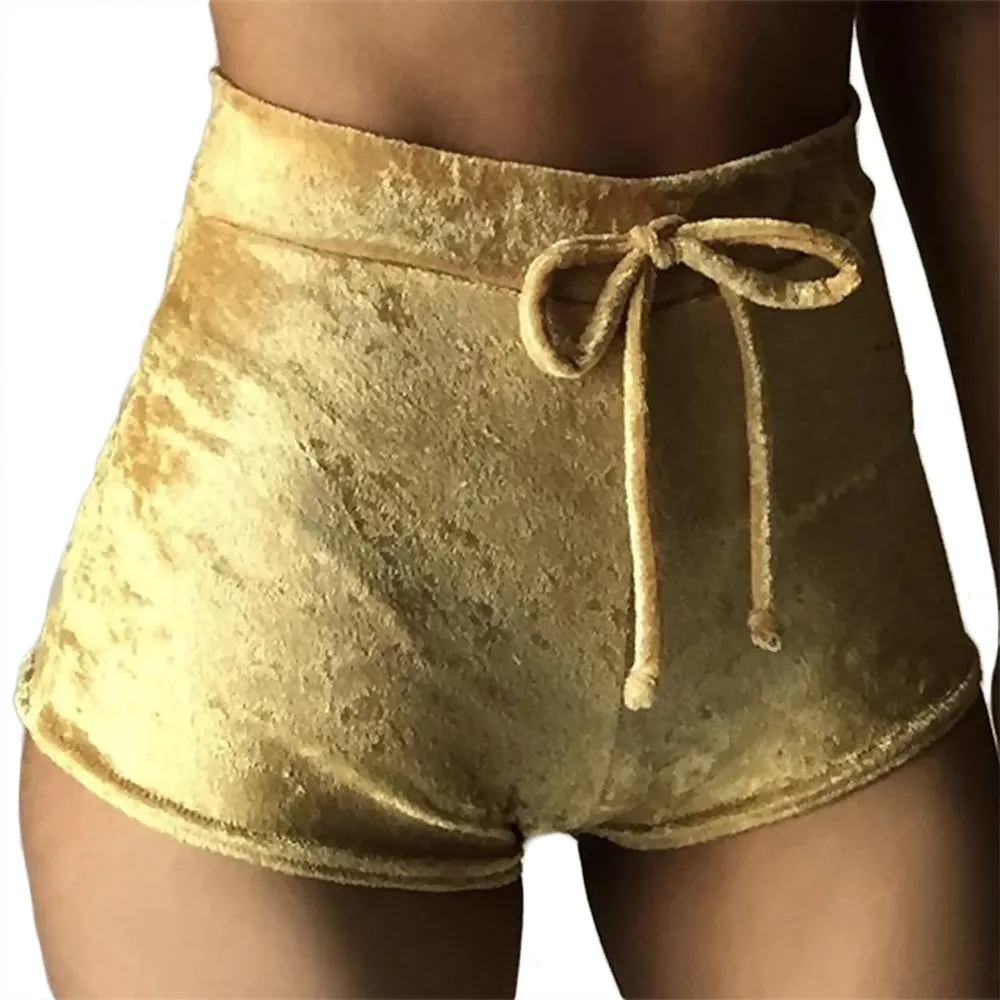 Shiny High-Waist Velvet Booty Shorts
