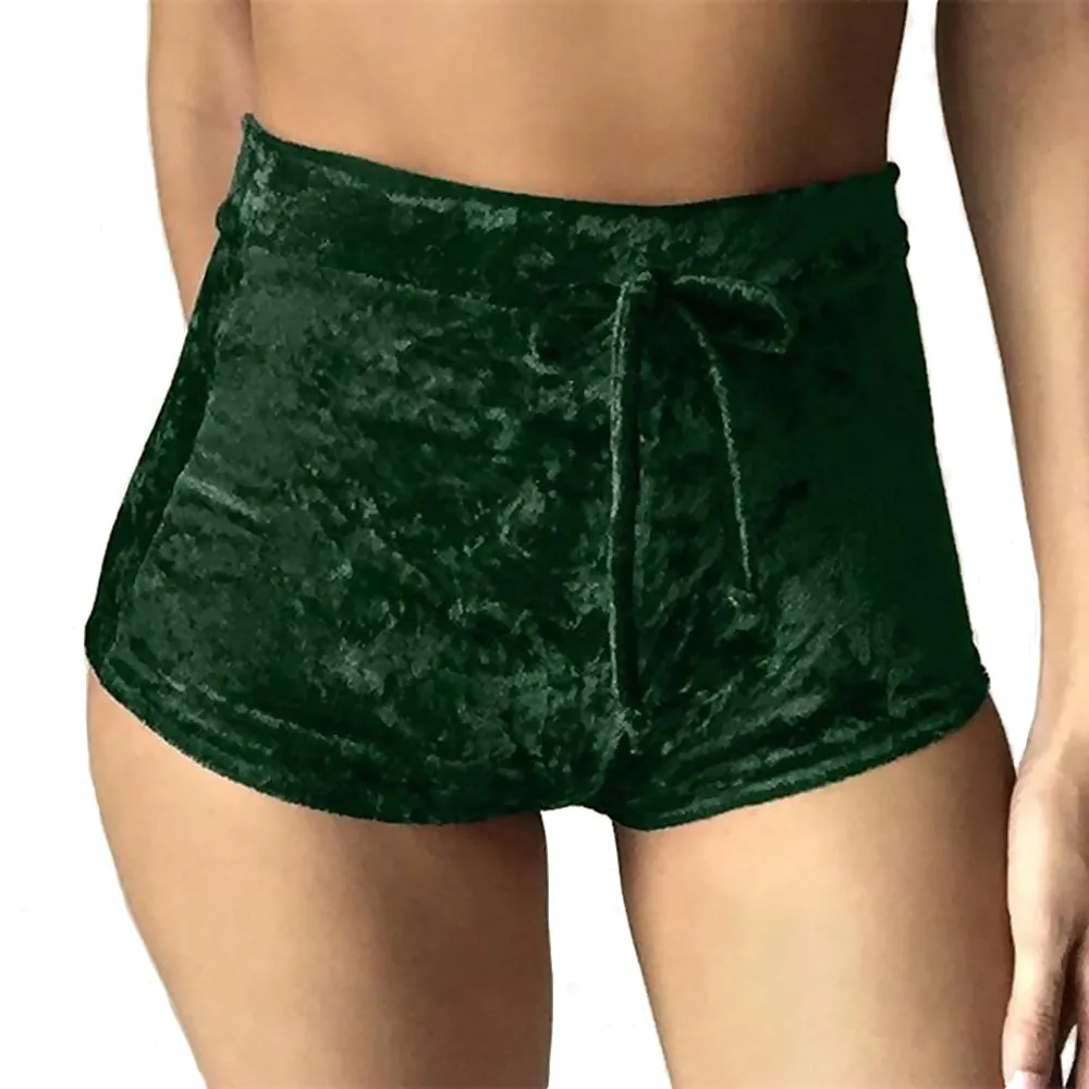 Shiny High-Waist Velvet Booty Shorts